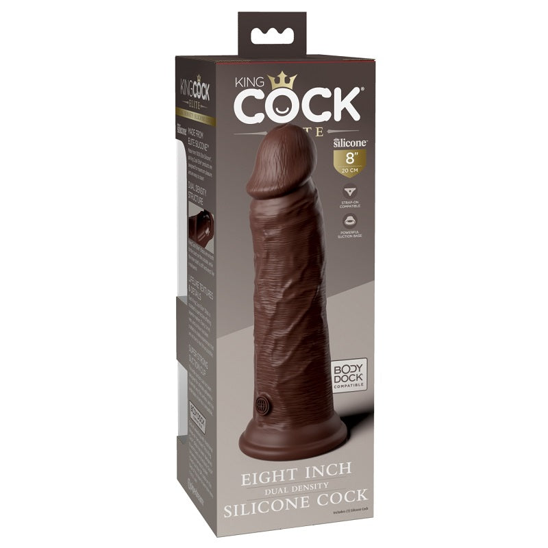 Pipedream Products King Cock Elite 8” Silicone Cock Brown - XOXTOYS