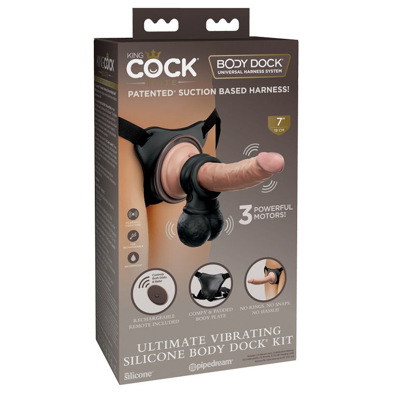 Pipedream Products King Cock Elite Ultimate Vibrating Silicone Body Dock Kit-Harness-Pipedream Products-XOXTOYS