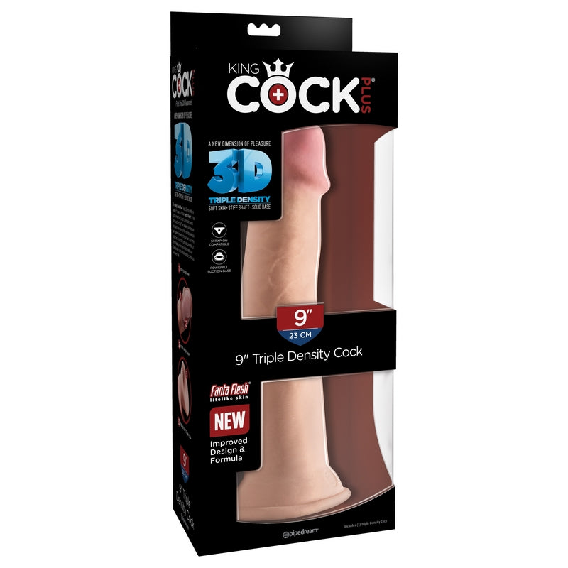 Pipedream Products King Cock Plus 9” Triple Density Cock Beige - XOXTOYS