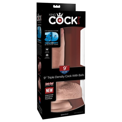 Pipedream Products King Cock Plus 9” Triple Density Cock with Balls Beige - XOXTOYS