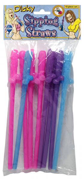 Pipedream Products Multi-Colored Dicky Sipping Straws - XOXTOYS