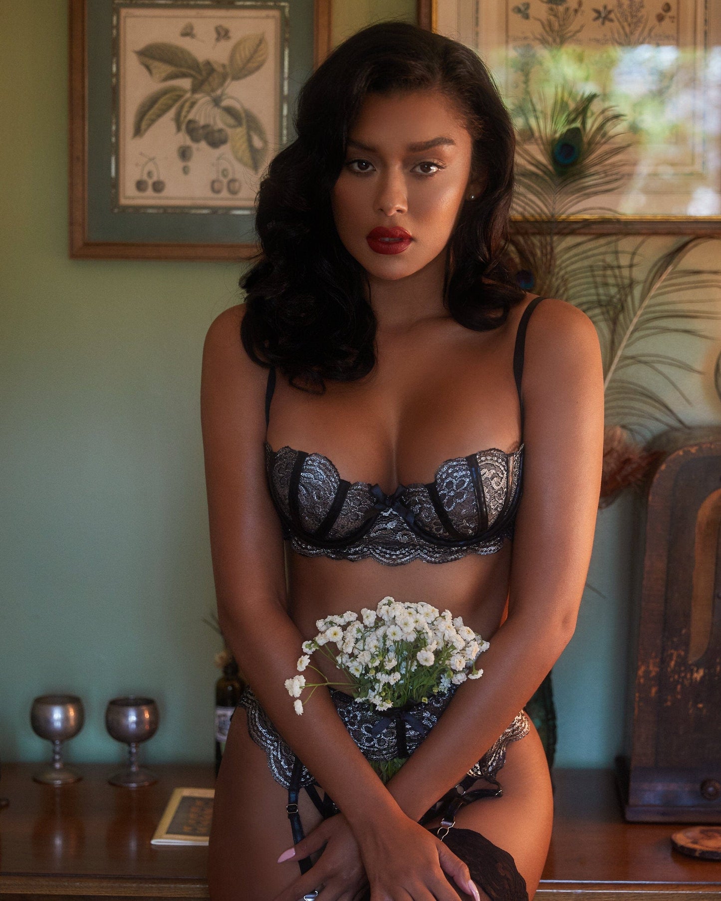 Roma Costume lingerie Roma Costume Metallic Bra & Garter Set