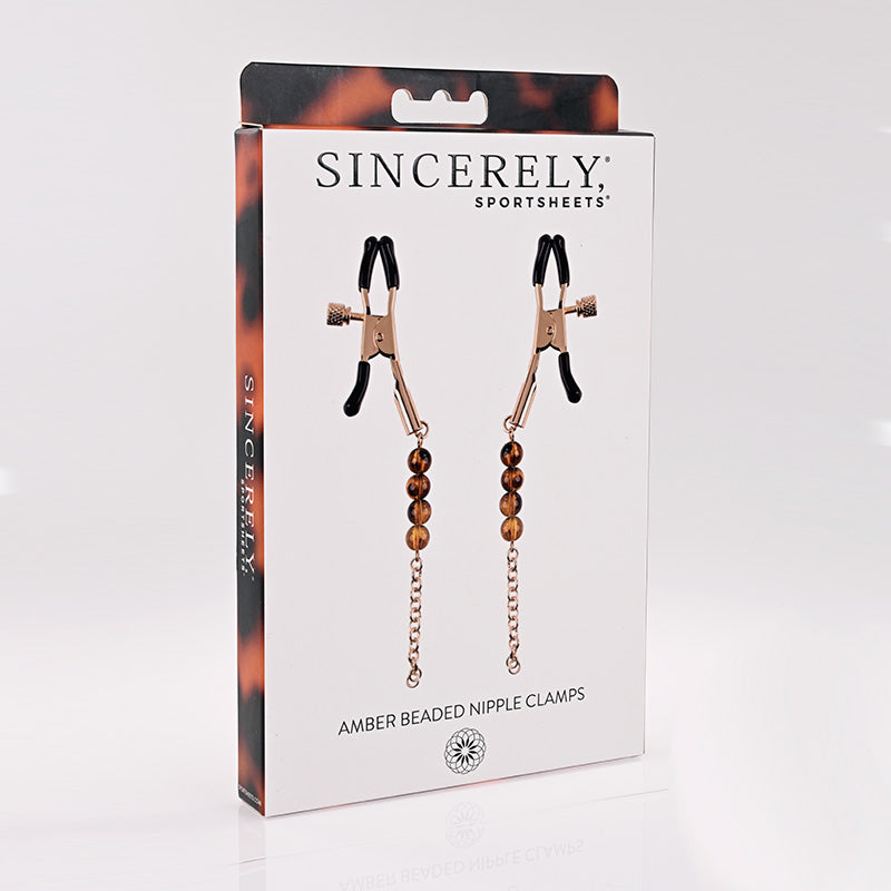 Sportsheets Sincerely Amber Beaded Nipple Clamps - XOXTOYS