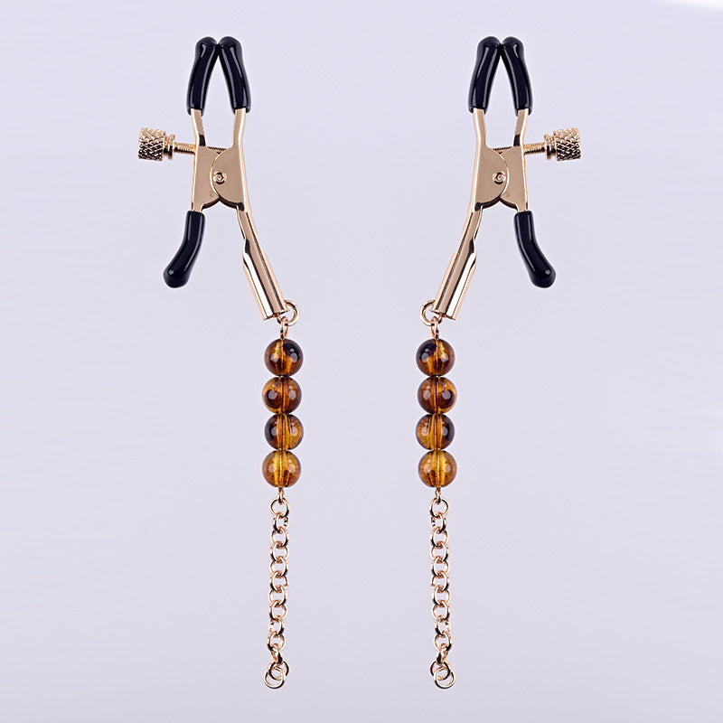 Sportsheets Sincerely Amber Beaded Nipple Clamps - XOXTOYS