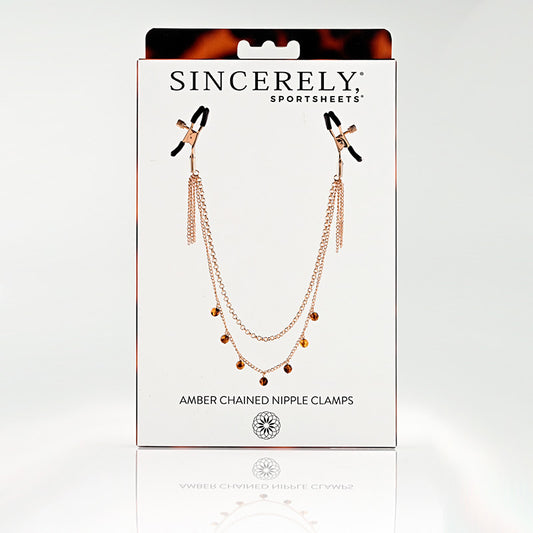 Sportsheets Sincerely Amber Chain & Nipple Clamps - XOXTOYS