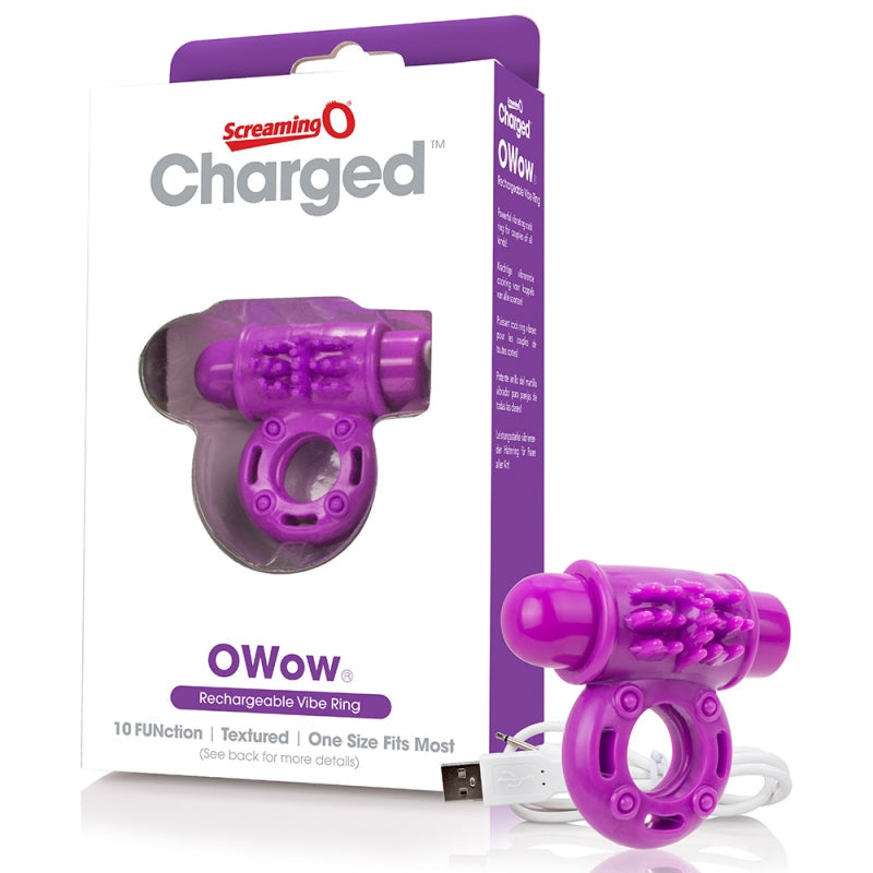 Screaming O Charged OWow Vibe Ring-Cock Rings-Screaming O-Purple-XOXTOYS