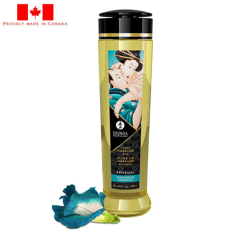 Shunga Erotic Massage Oil Sensual Island Blossom 8oz-Lubes & Lotions-Shunga-XOXTOYS