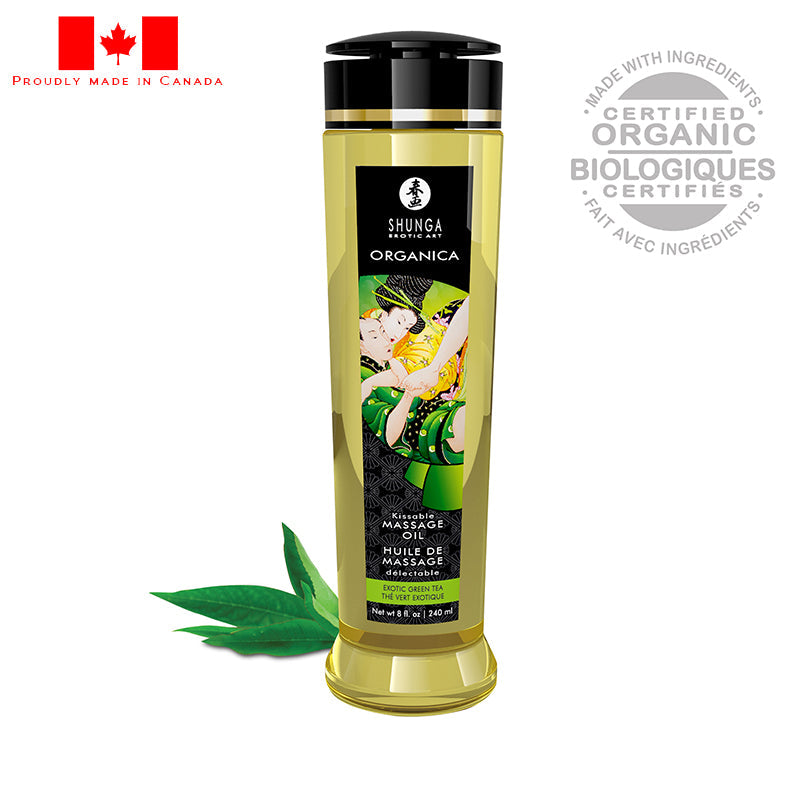 Shunga Erotic Organica Massage Oil Green Tea 8oz - XOXTOYS