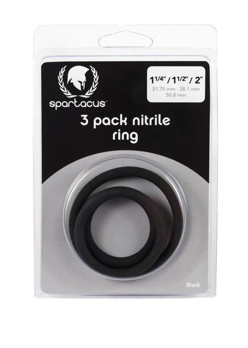 Spartacus Nitrile Cock Ring Set in Black - XOXTOYS