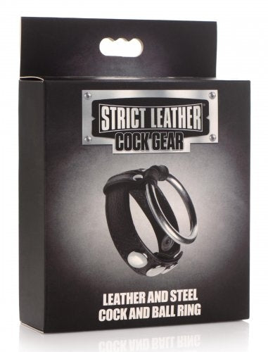 Strict Leather Steel Cock and Ball Ring-Cock Rings-Strict-XOXTOYS
