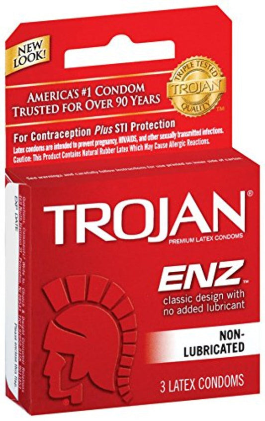 Trojan ENZ Non-Lubricated Condoms - XOXTOYS