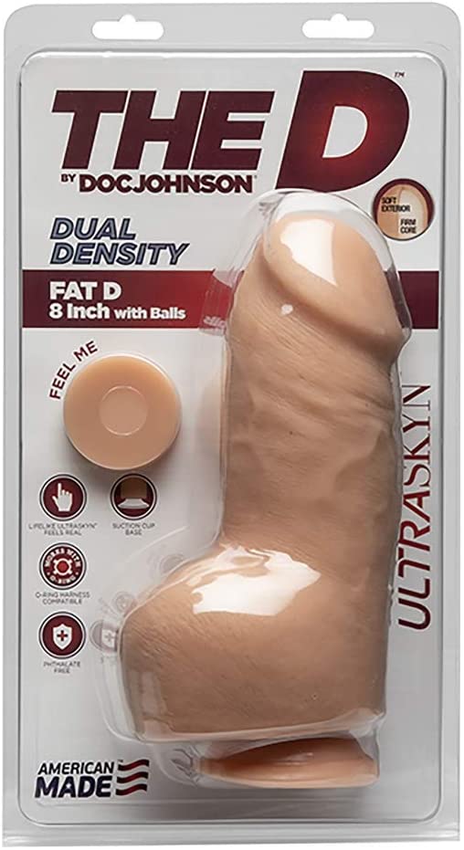 The D 8" with Balls Fat D UltraSkin Dual Density Vanilla - XOXTOYS