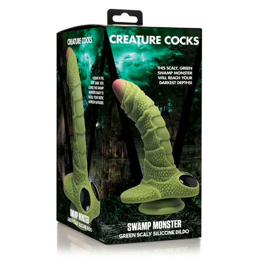 Creature Cocks Swamp Monster Green Scaly Silicone Dildo - XOXTOYS