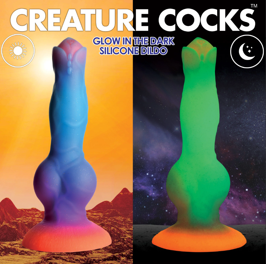 Creature Cocks Space Cock Glow-in-Dark Silicone Alien Dildo - XOXTOYS