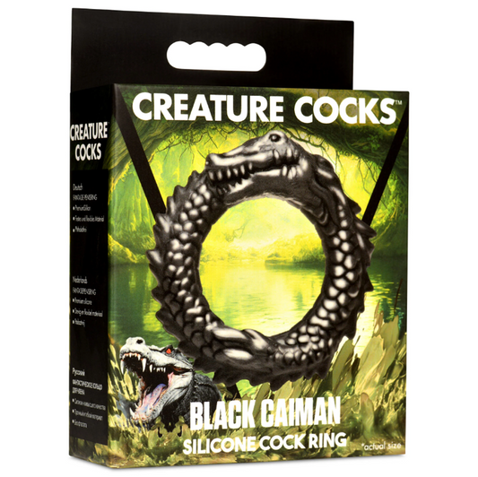 Creature Cocks Black Caiman Silicone Cock Ring - XOXTOYS