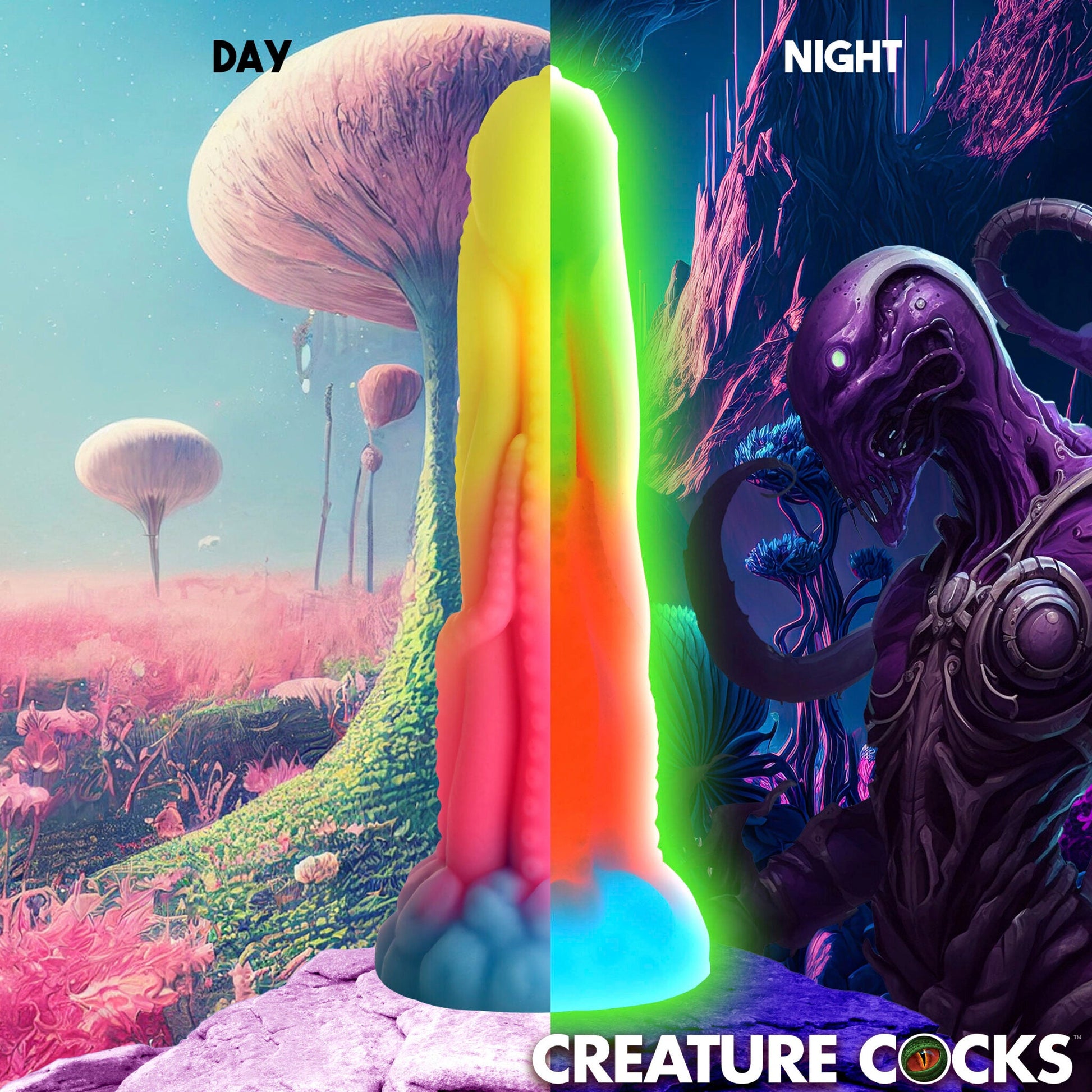 Creature Cocks Tenta-Glow Glow-In-The-Dark Silicone Dildo - XOXTOYS
