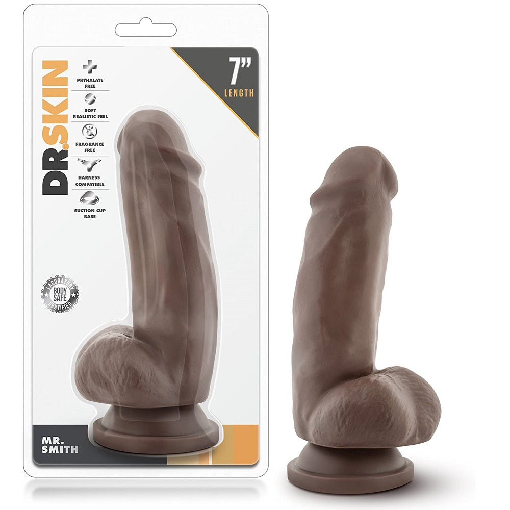Blush Dr. Skin Mr. Smith 7" Dildo with Suction Cup Chocolate - XOXTOYS