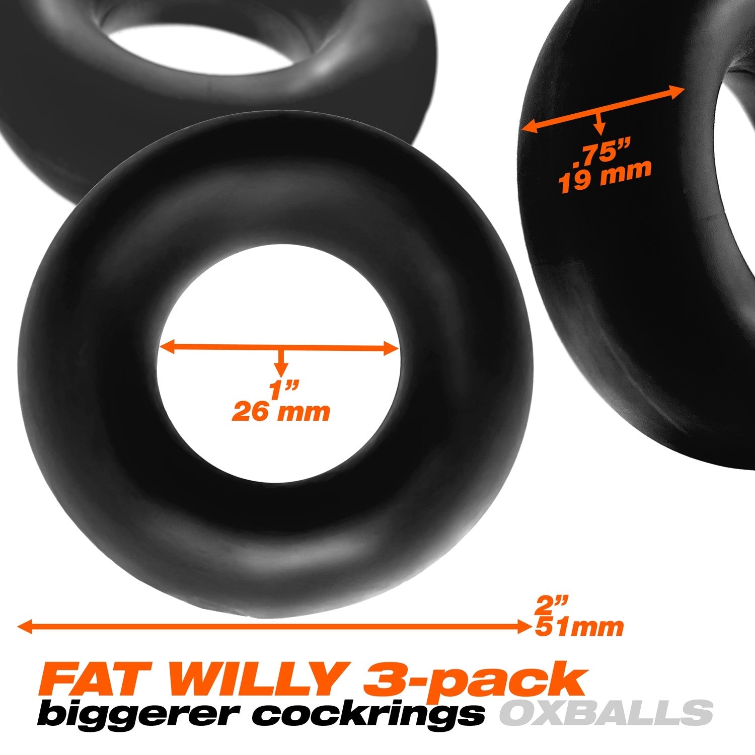 Oxballs Fat Willy 3-Pack Jumbo Cock Ring