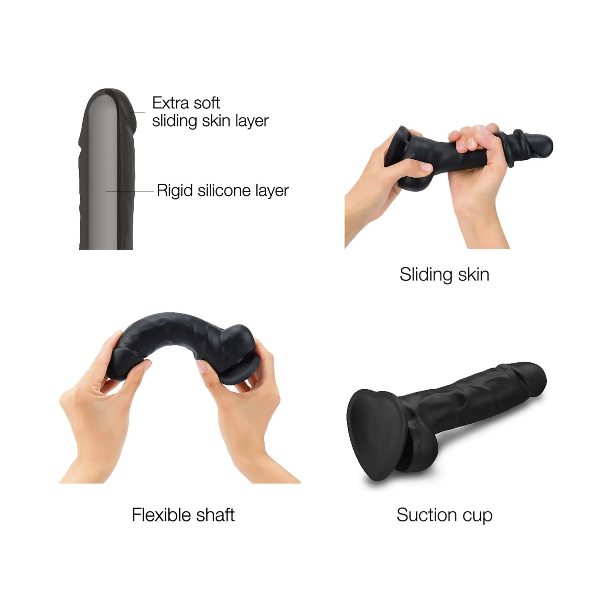 Strap On Me Sliding Skin Realistic Black XL Dildo - XOXTOYS