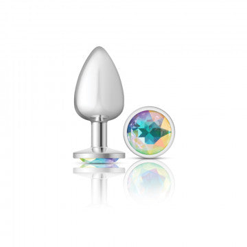 Cheeky Charms Silver Metal Butt Plug with Clear Gem - XOXTOYS