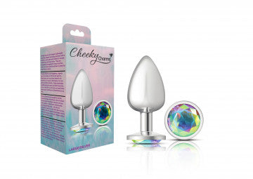 Cheeky Charms Silver Metal Butt Plug with Clear Gem - XOXTOYS