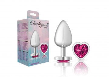 Viben Anal Toys Large Cheeky Charms Silver Metal Pink Heart Gem Butt Plug