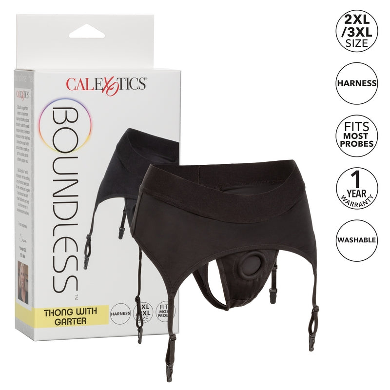 Calexotics Boundless Thong with Garter 2XL/3X - XOXTOYS