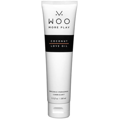 Woo More Play Coconut Love Oil lubricant tube 100ml front view white background