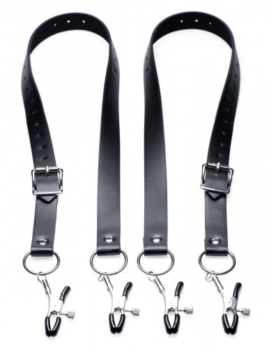 XR Brands adjustable labia spreader straps with pressure-controlled clamps